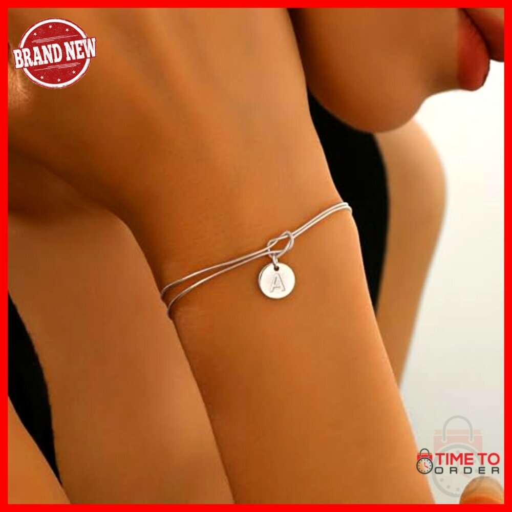 Sterling Silver Initial Bracelet 14K Gold Plated Love Knot Elegant Minimal Chic - Picture 3 of 7